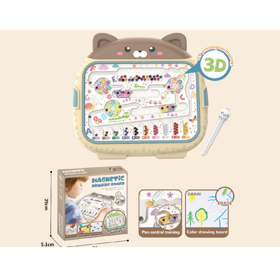 Магнітна дошка 28х26,5х3,5 см з лабіринтом та грою з паличкою, у коробці 29х29х5 см