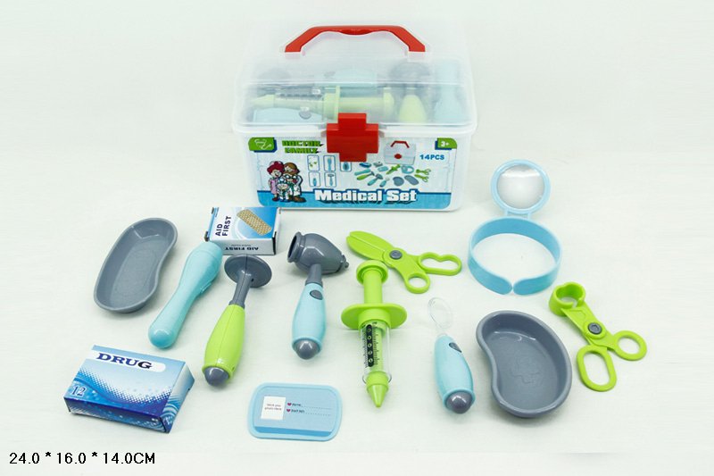 Набір лікаря на батарейці: шприц, стетоскоп та аксесуари, у коробці 24х16х14 см