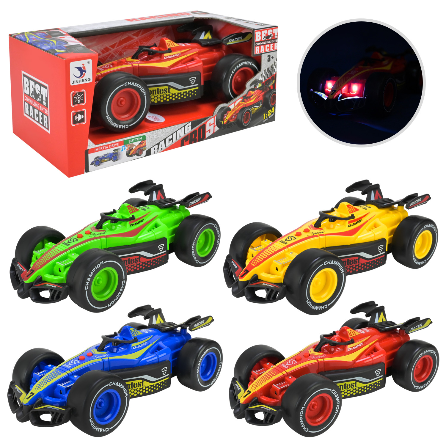 Машина «Racing cros» зі світлом та звуком, на батарейці, в асортименті, у коробці 24х13х10,5 см