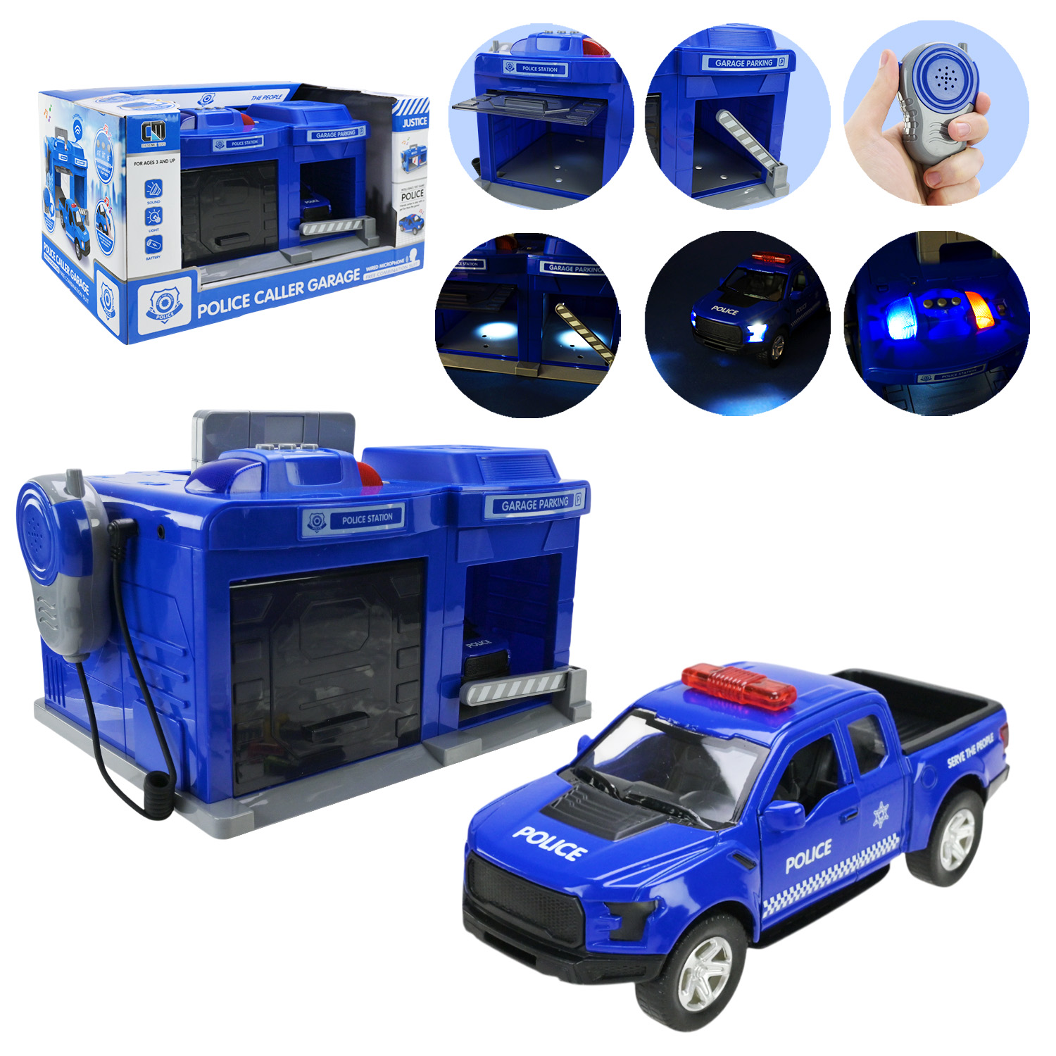 Паркінг «Поліція» 26х20,5х15,5 см зі світлом, звуком, рацією та машинкою, на батарейці, у коробці 37х25х19,8 см