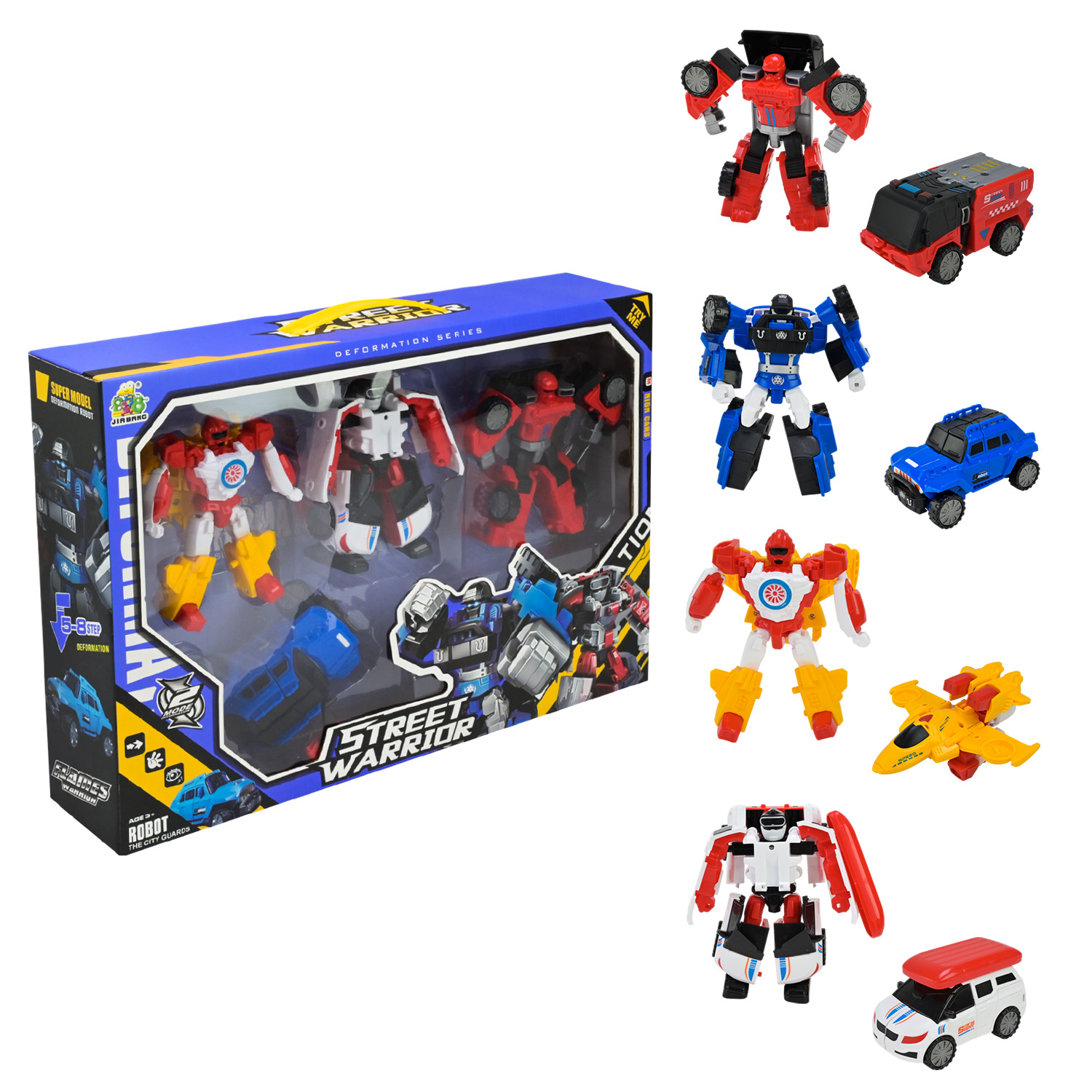 Набір з 4 роботів-трансформерів по 12 см кожен, у коробці 39,5х27х8 см