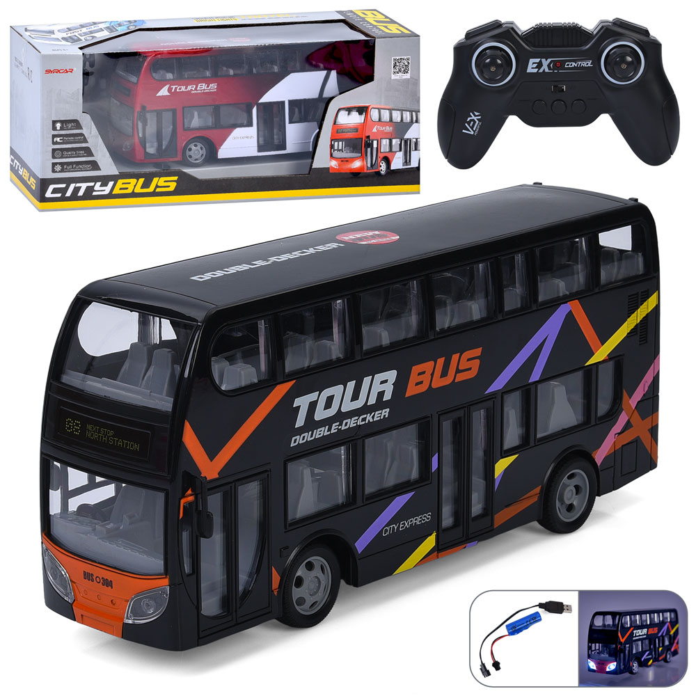 Автобус 30 см р/к на акумуляторі зі світлом, гумовими колесами та USB, в асортименті, у коробці 42,5х18х13,5 см