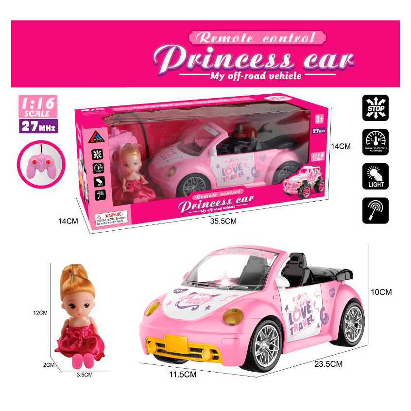 Лялька 12 см з машинкою 23,5 см 1:16 р/к зі світлом, на батарейці, у коробці, 35,5х14х14 см