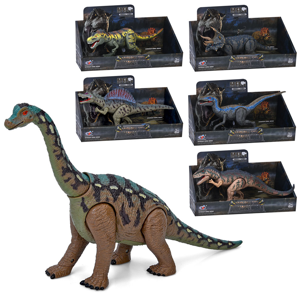 Динозавр від 30 см зі звуком та рухомими деталями, на батарейці, в асортименті, у коробці 39х23х10,5 см