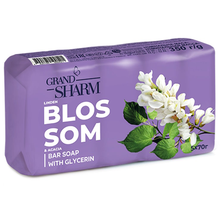 Мило «Липовий цвіт та Акація» тверде 5х70 г, ТМ Grand Шарм