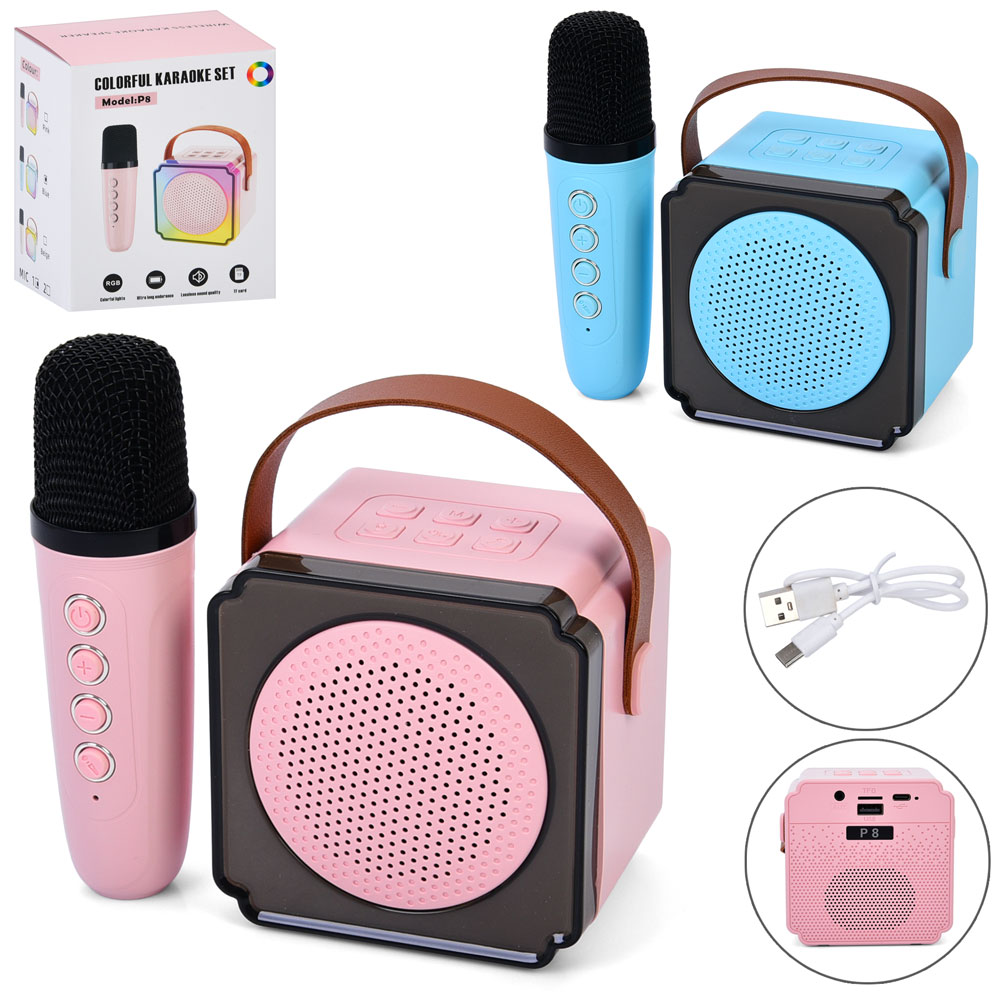 Колонка на акумуляторі зі світлом, Bluetooth, слотом TF, USB та мікрофоном, в асортименті, у коробці 11,5х15х10 см