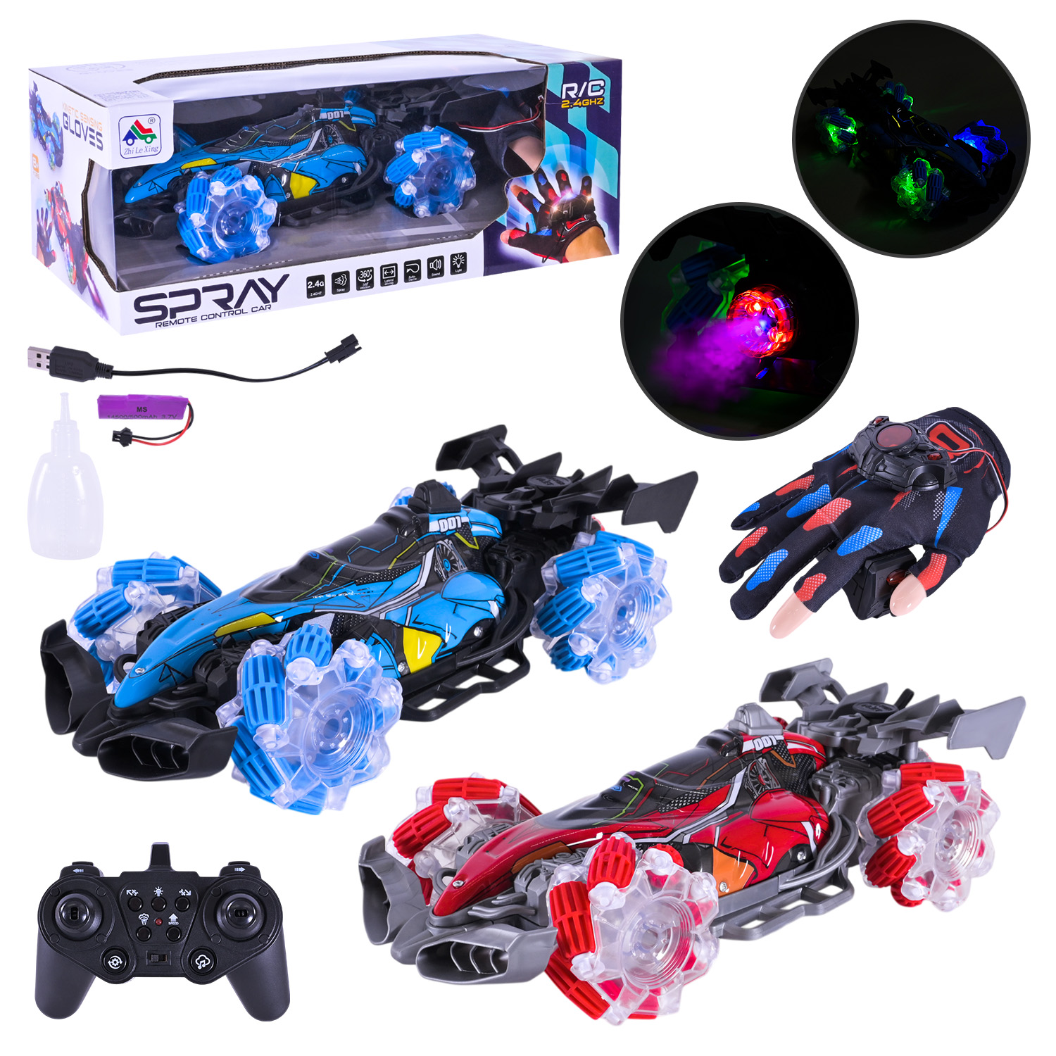 Перевертиш 28 см р/к на акумуляторі зі світлом, парою, пультом та рукавичою для управління, у коробці 35,5х13,5х19 см