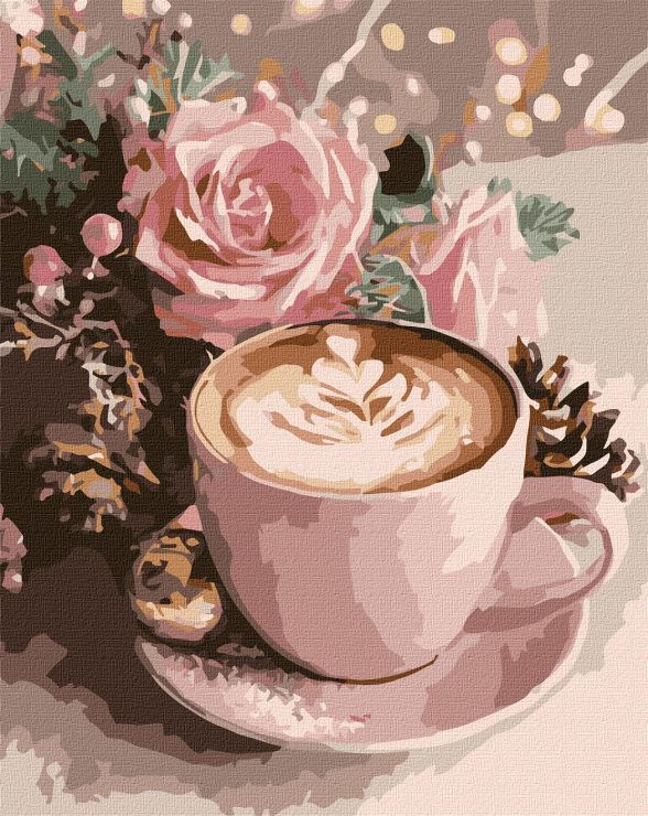 Картина за номерами «Новорічне капучино» 40х50 см з фарбами металік extra, ТМ Ідейка