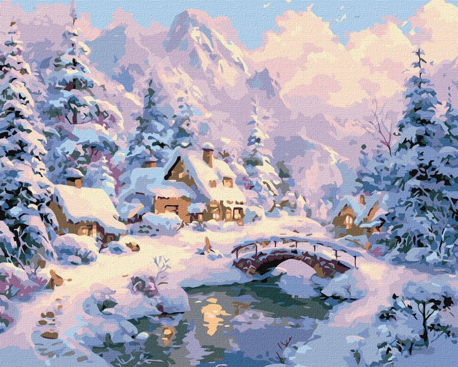 Картина за номерами «Зимовий затишок серед гір» 40х50 см, ТМ Ідейка