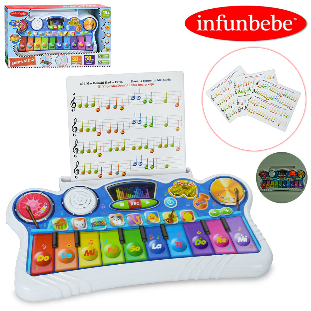 Піаніно 33 см музичне зі світлом, звуками тварин та музичних інструментів, записом, на батарейці, у коробці 38,5х22х5 см.