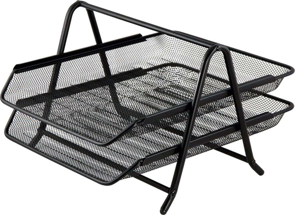 Лоток «Сітка» горизонтальний металевий на 2 відділення чорний