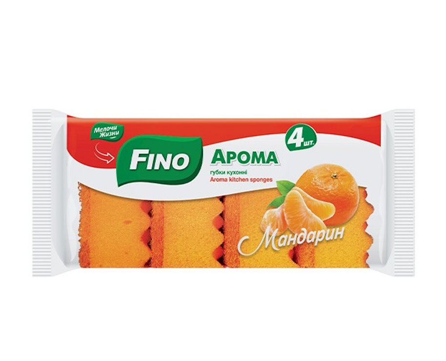 Губки кухонні «Арома. Мандарин» парфумовані 4 шт, ТМ Fino