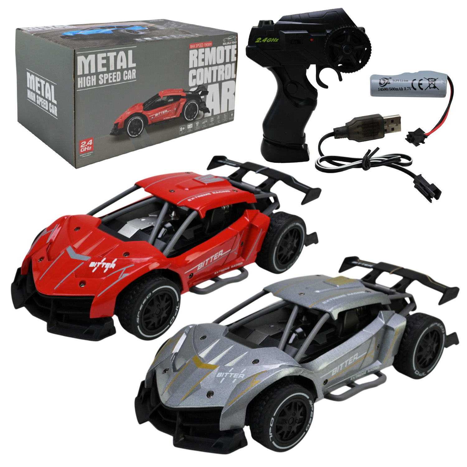 Машина 1:24 р/к на акумуляторі 2.4G металева, в асортименті, у коробці 23,9х13,5х12,3 см