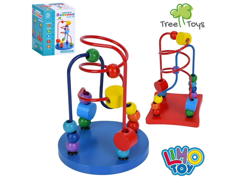 Лабіринт на дроті 16 см дерев'яний, в асортименті, у коробці 13х18х13 см