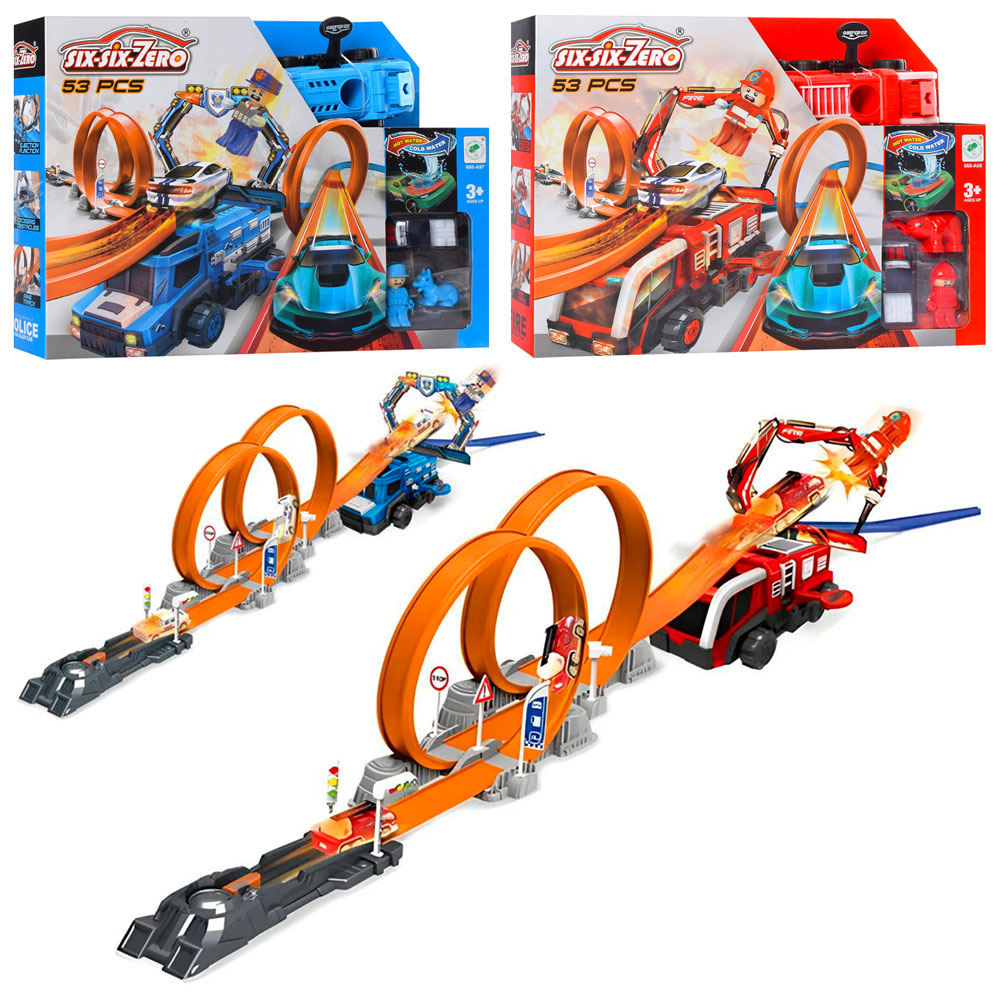 Трек 170х13х23 см на 53 деталі з машинкою, в асортименті, у коробці 40,5х30,5х9,5 см