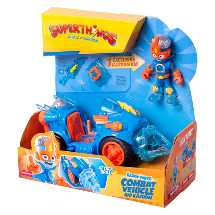 Ігровий набір SUPERTHINGS «Бойові Машини. Кід Казум» машинка 10х18х8 см та герой, у коробці 20х20х9 см