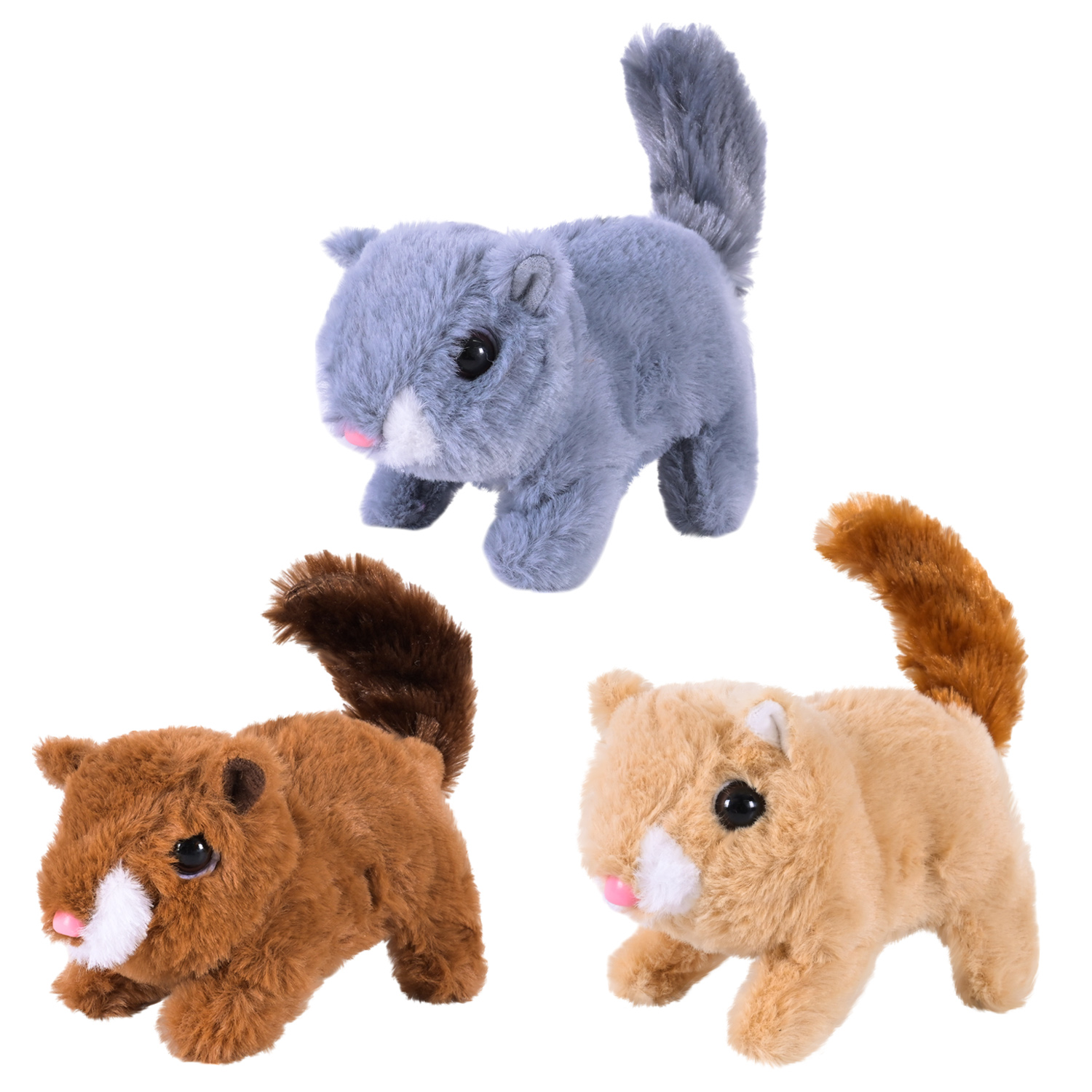 М'яка іграшка «Білка» 15х8х10 см інтерактивна зі звуком та рухомими деталями, ходить, в асортименті