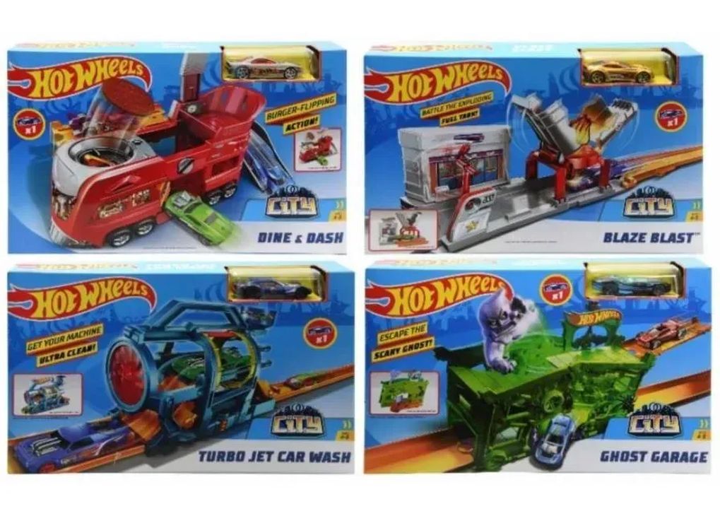 Ігровий набір «Пригоди в місті» з машинкою, в асортименті, у коробці, Hot Wheels