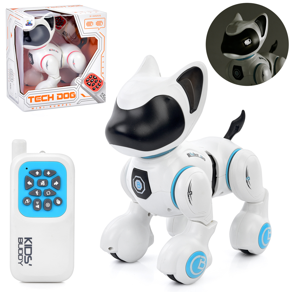 Собака 21 см р/к музична зі звуком, світлом, сенсором, регулятором гучності, програмами, на батарейці, в асортименті, у коробці 23,5х26х15 см