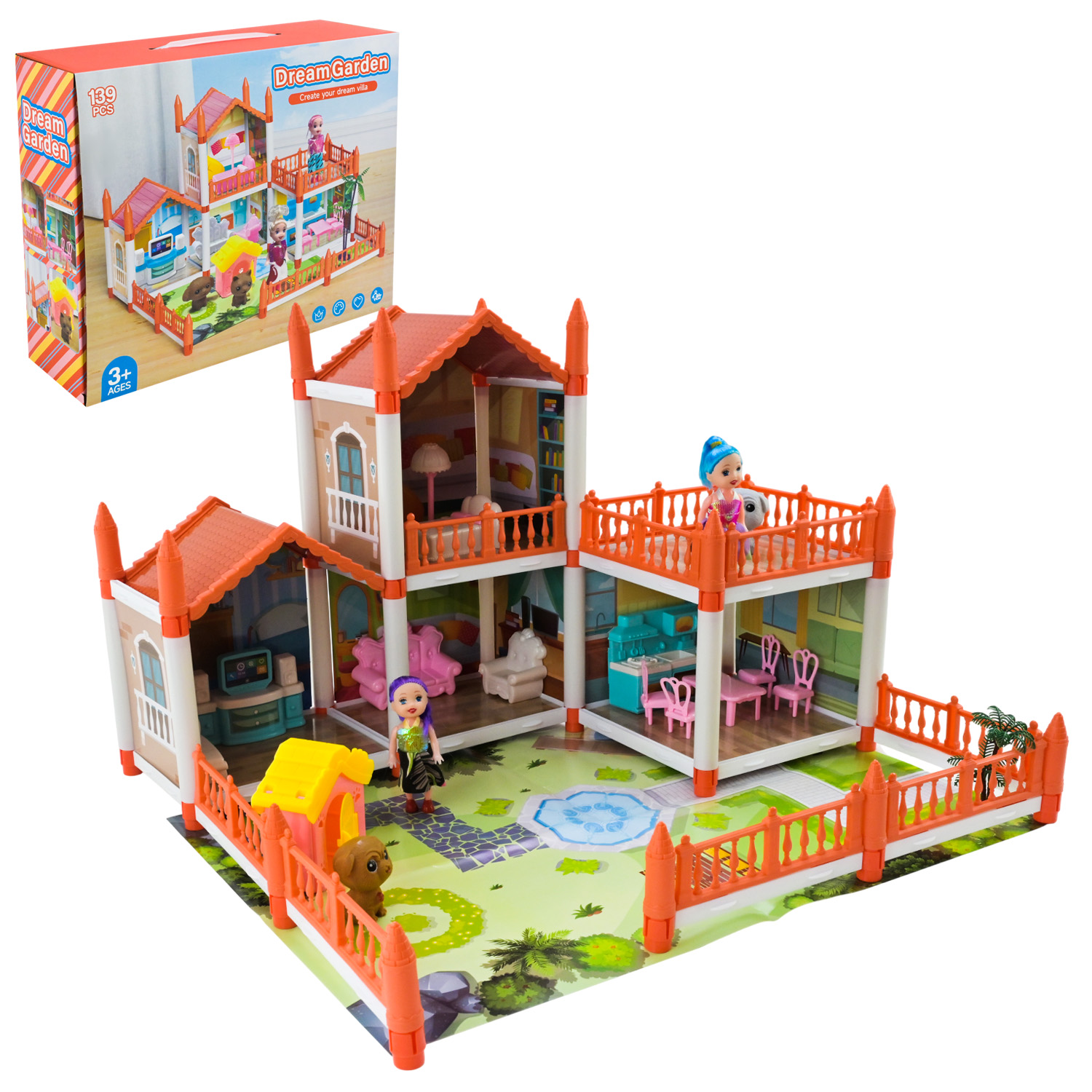 Будиночок 2-поверховий з лялькою, меблями та аксесуарами, у коробці 31х9х25 см