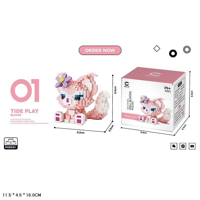 Конструктор »Кицька» на 551 деталь, у коробці 11,5х4,5х16 см