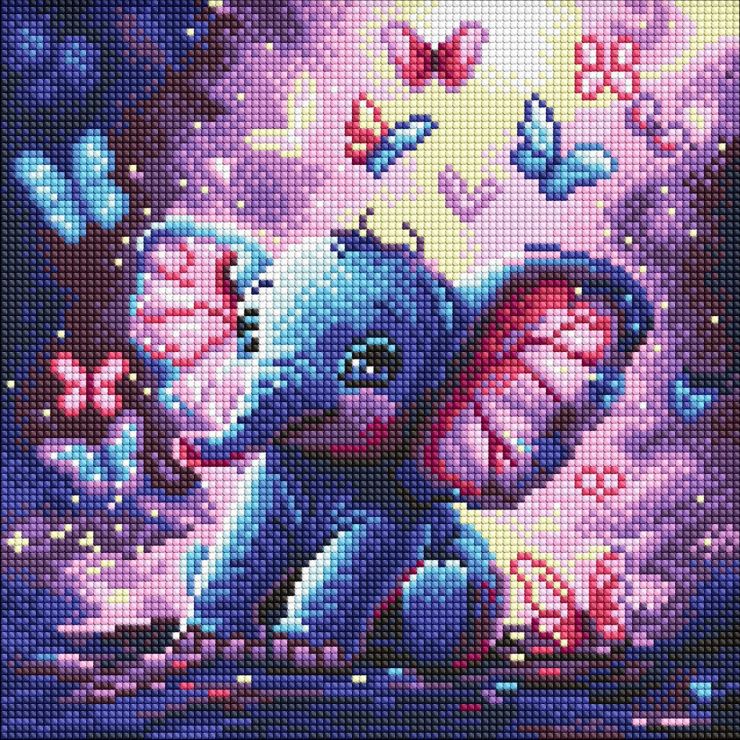 Алмазна мозаїка «Безтурботний слоненя» 30х30 см, ТМ Ідейка