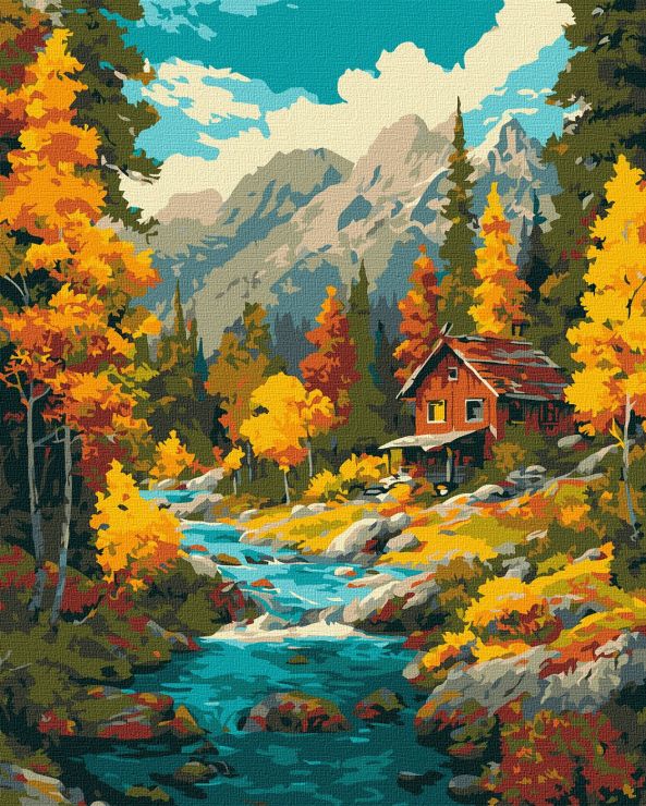 Картина за номерами «Осінь над потоком» 40х50 см, ТМ Ідейка