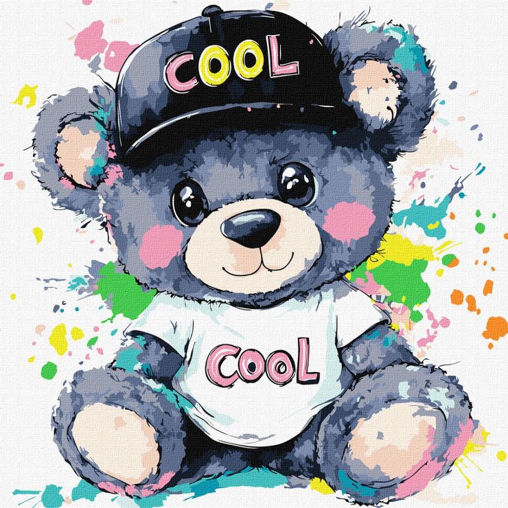 Картина за номерами «Крутий ведмедик» 40х40 см, ТМ Ідейка