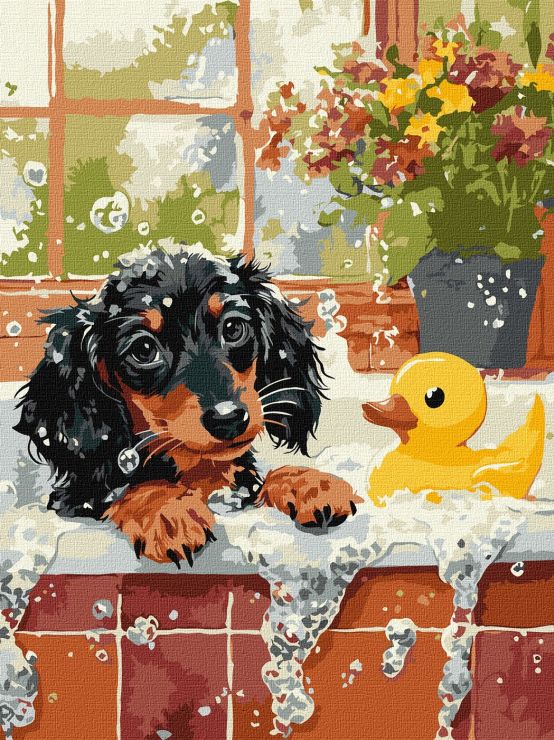 Картина за номерами «Купання з качечкою» 30х40 см, ТМ Ідейка