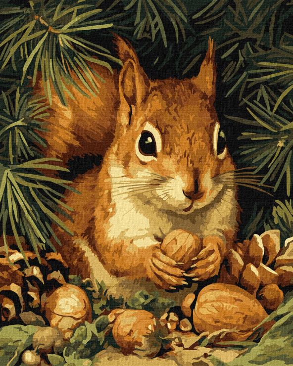 Картина за номерами «Білочка та горішки» 40х50 см, ТМ Ідейка