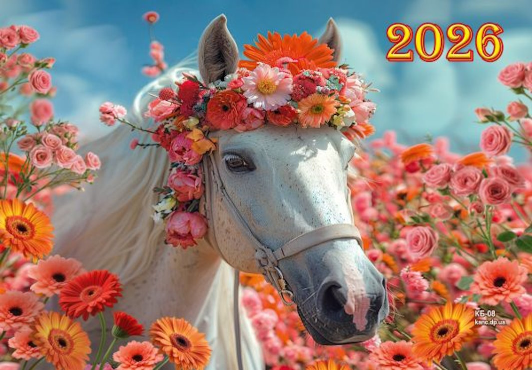 Календар квартальний «Кінь у квітах» 31х42 см 3 в 1 на 1 пружину