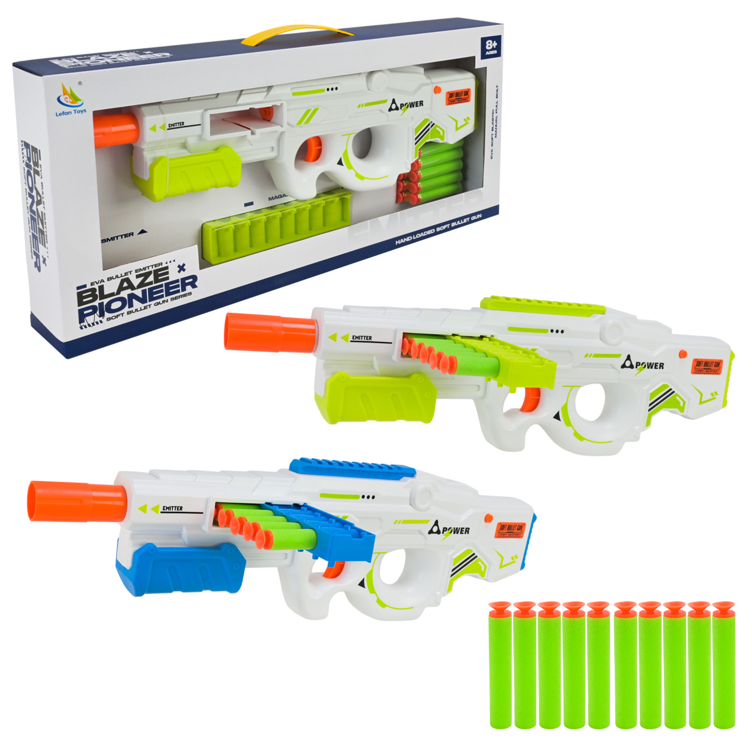 Бластер з 10 поролоновими снаялами та 10 пластиковими, в асортименті, у коробці 51х6х22 см