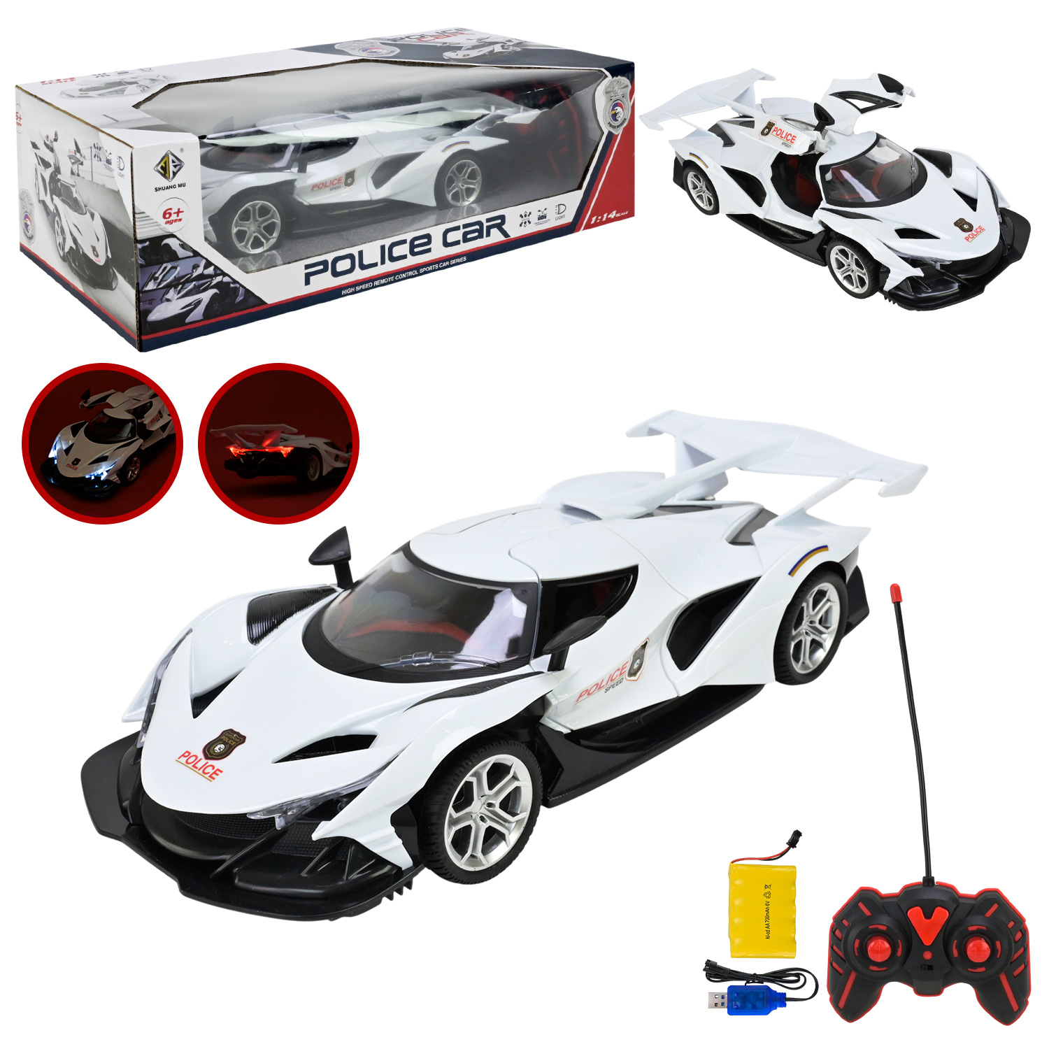 Машина р/к на акумуляторі зі світлом та дверима щор відкриваються, у коробці 40,8х20х12,5 см