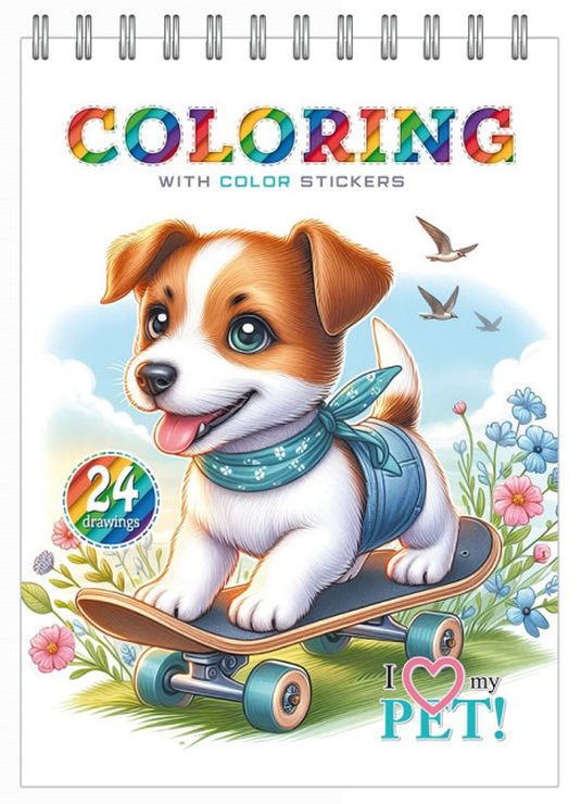 Розмальовка з наліпками на 12 аркушів 15x21 см на спіралі, ТМ Мандарин