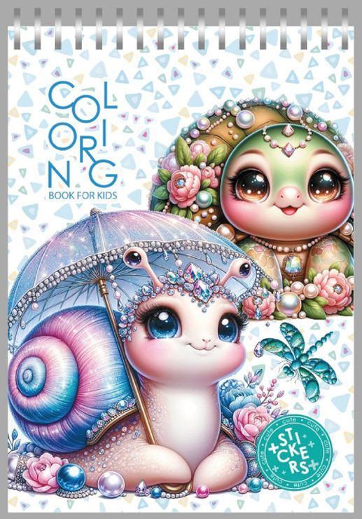 Розмальовка з наліпками на 12 аркушів 15x21 см на спіралі, ТМ Мандарин
