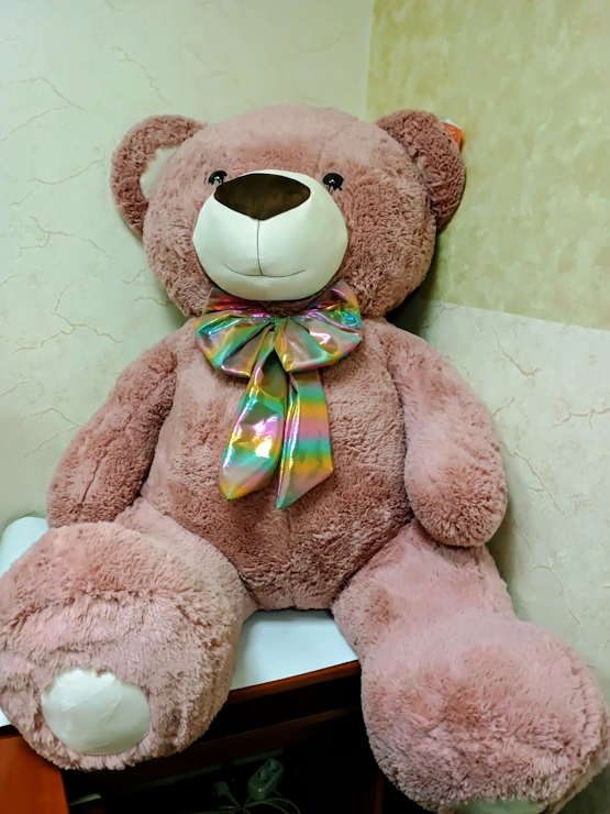 М`яка іграшка «Ведмедик Бублик 4» 150 см, пудрова, ПП Копиця