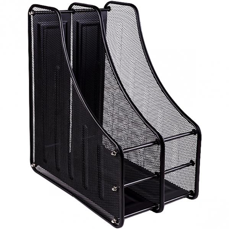 Лоток «Сітка» вертикальний металевий на 2 відділення чорний