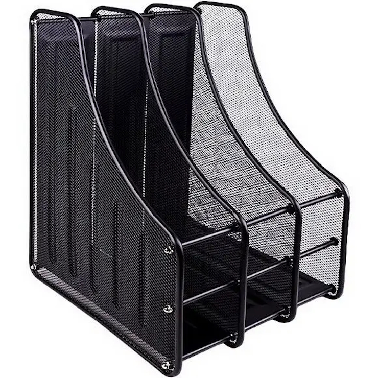 Лоток «Сітка» вертикальний металевий на 3 відділення чорний