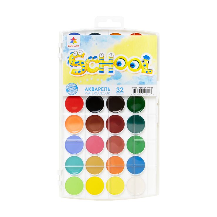 Фарби акварельні на 32 кольори, пластик, Творчість