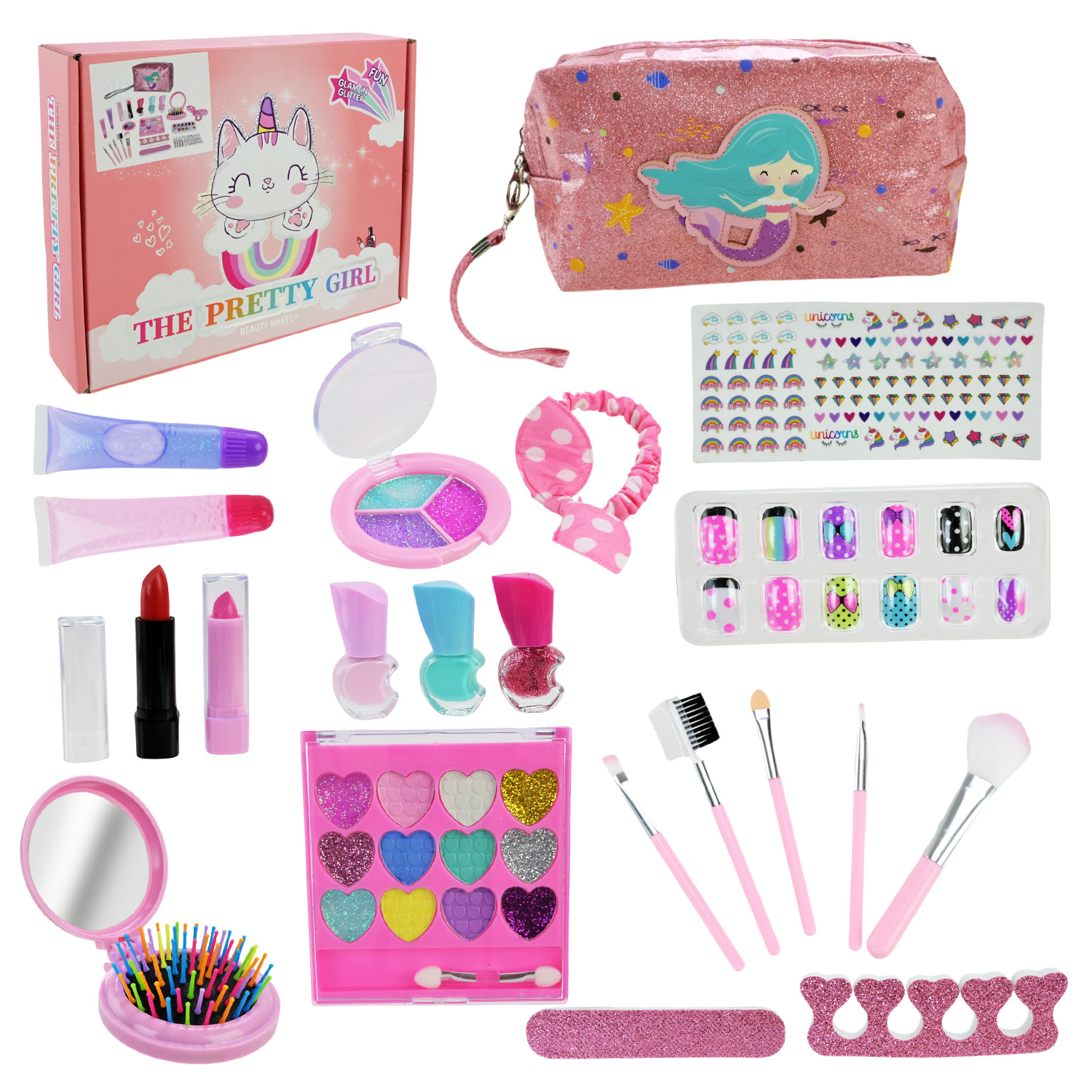 Дитяча косметика: косметичка з лаками, тінями, помадою та аксесуарами, у коробці 21,3х15,6х15,8 см