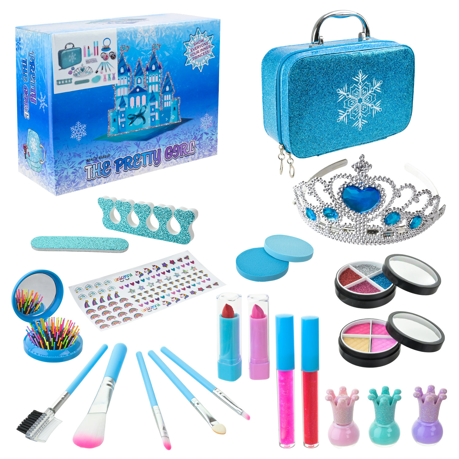 Дитяча косметика: валізка з лаками, тінями, помадою та аксесуарами, у коробці 21,3х15,6х15,8 см