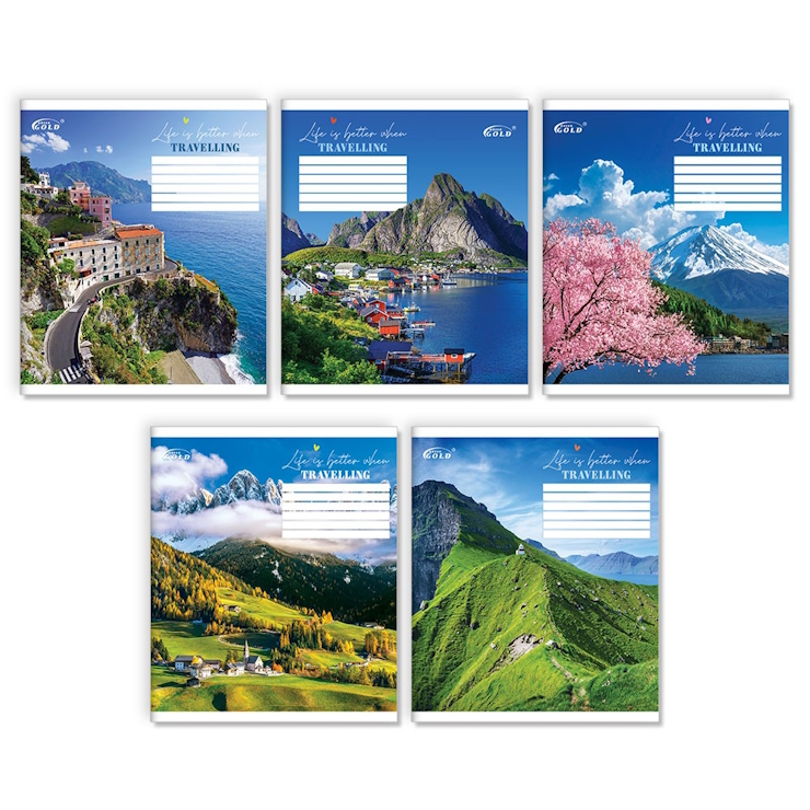 Зошит на 24 аркуші у лінію «Подорожуй», №3525, ТМ Gold Brisk