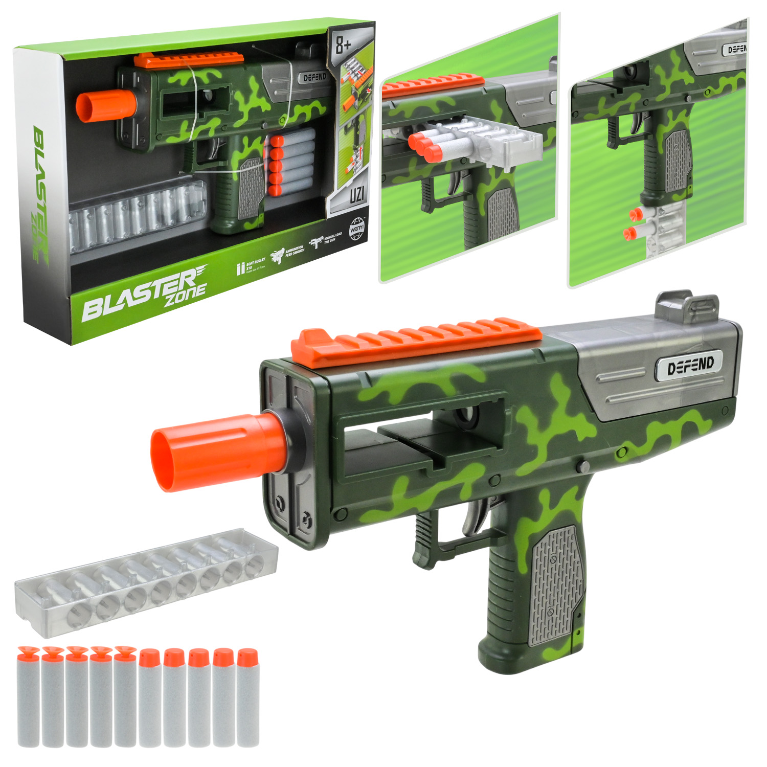Іграшковий автомат «UZI» 31 см та 10 поролонових снарядів, у коробці 37,5х22,7х6,5 см