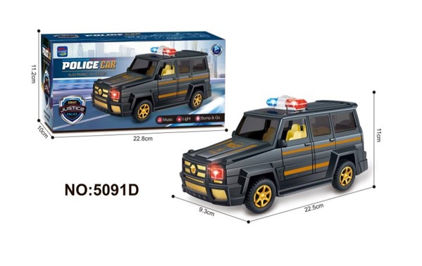 Машина «Поліція» 22,5 см зі світлом та звуком, на батарейіці, у коробці 22,8х11,2х10 см