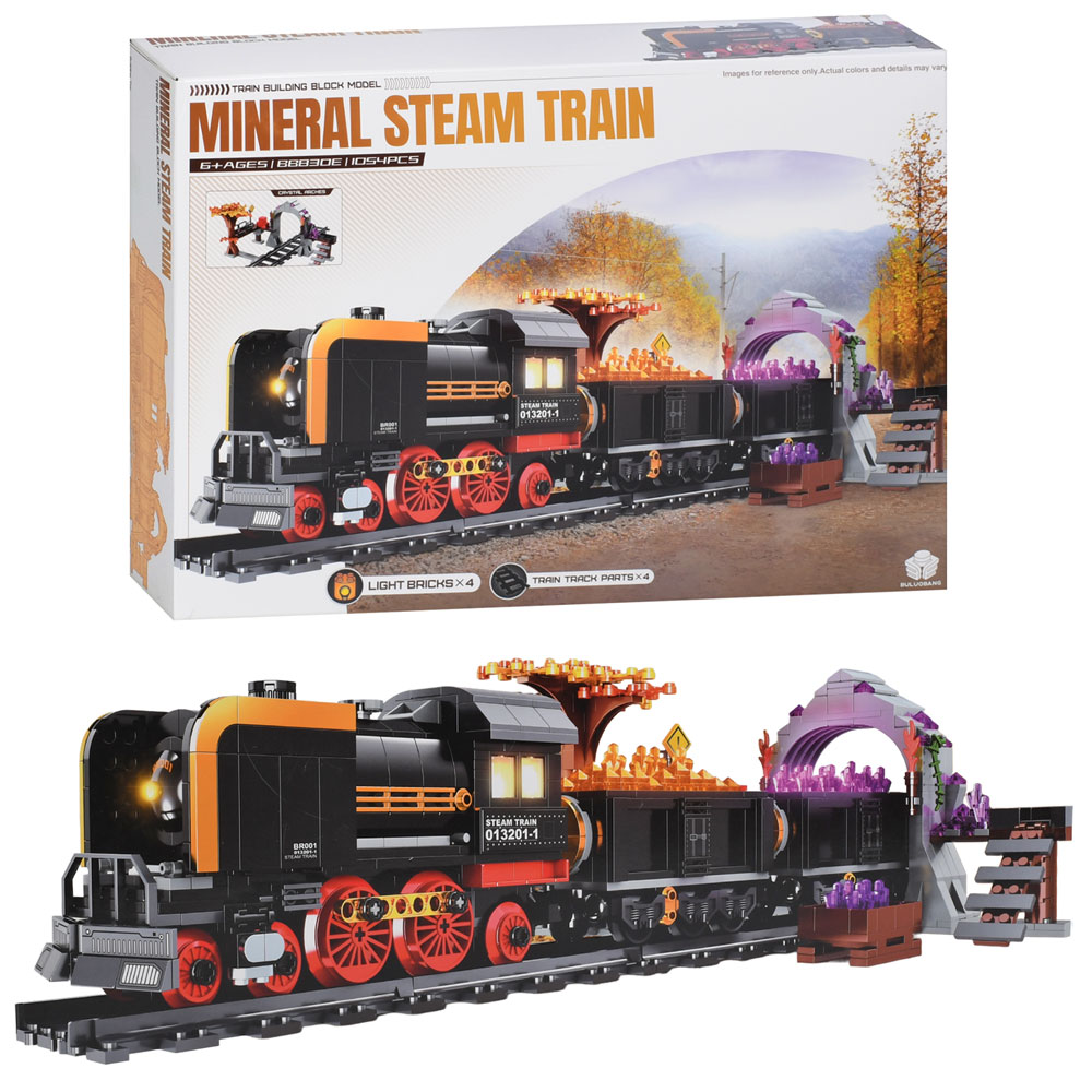 Конструктор «Залізниця» на 1054 деталі зі світлом та магнітними кріпленнями, на батарейці, у коробці 45х32х8 см