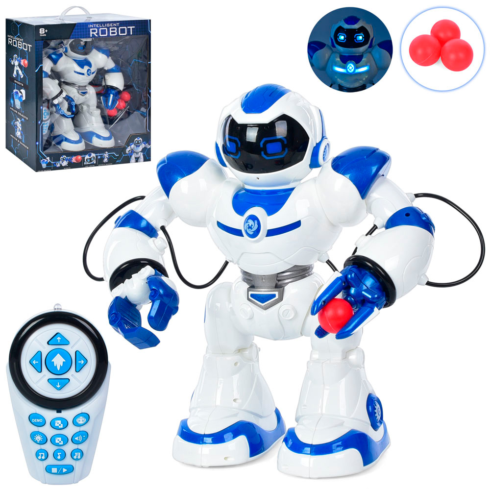 Робот 39 см р/к музичний зі звуком та світлом, прорамується, ходить, танцює, стріляє, на батарейці, у коробці 48х45х19 см.