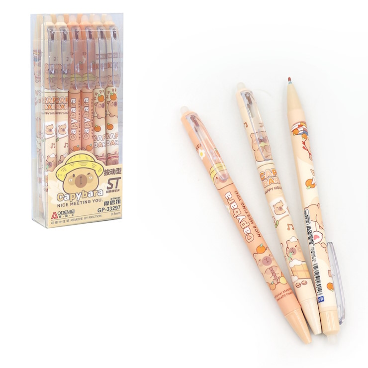 Ручка «Капібара» пиши-стирай 0,5 мм автоматична, синя, в асортименті, ТМ Aodemei