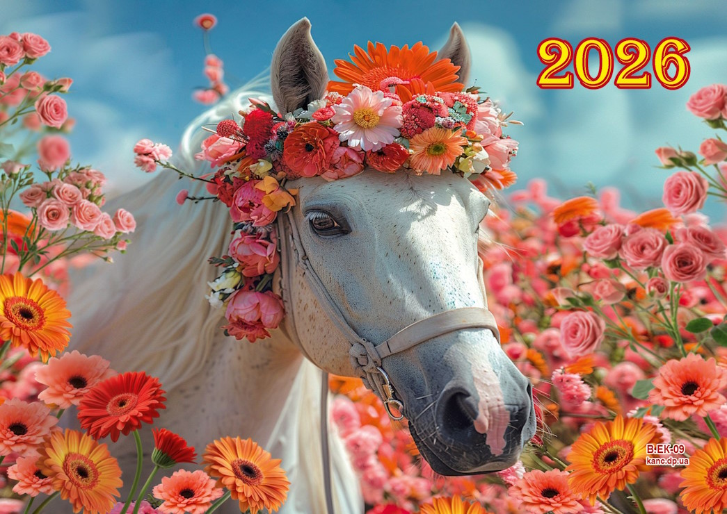 Календар квартальний «Кінь у квітах» 22,2х15,6 см супереконом