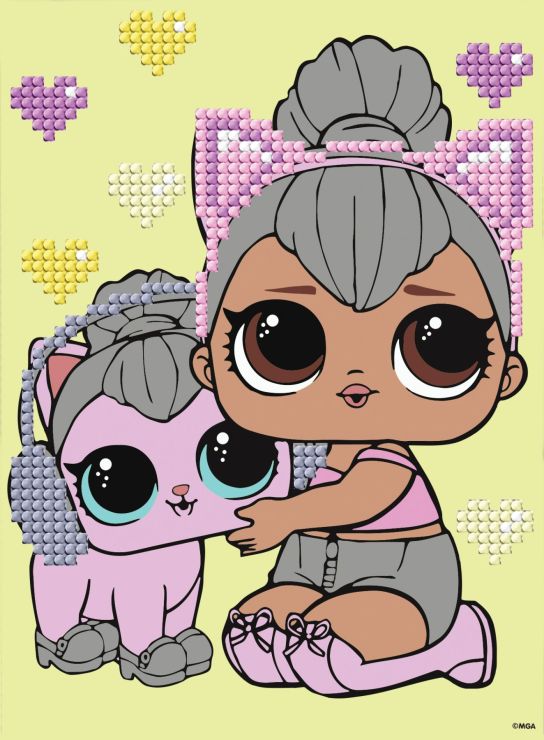 Набір з алмазною мозаїкою з частковою викладкою «L.O.L. Surprise! Kitty Queen з Kitty Kitty» 15х20 см, ТМ Ідейка