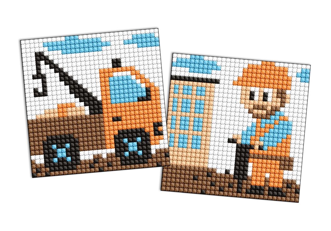 Набір з алмазною мозаїкою на клейкій основі «Професії. Будівельник» з 2 сюжетів 9х9 см, ТМ Ідейка